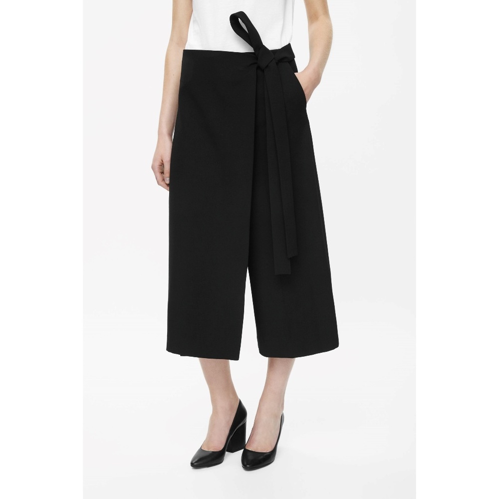 COS Black Wrap Front Trousers
